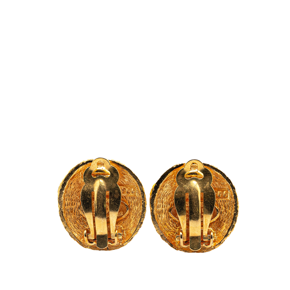 Pre-Loved Chanel Gold Plated CC Round Clip on Earrings - Picture 2 of 3